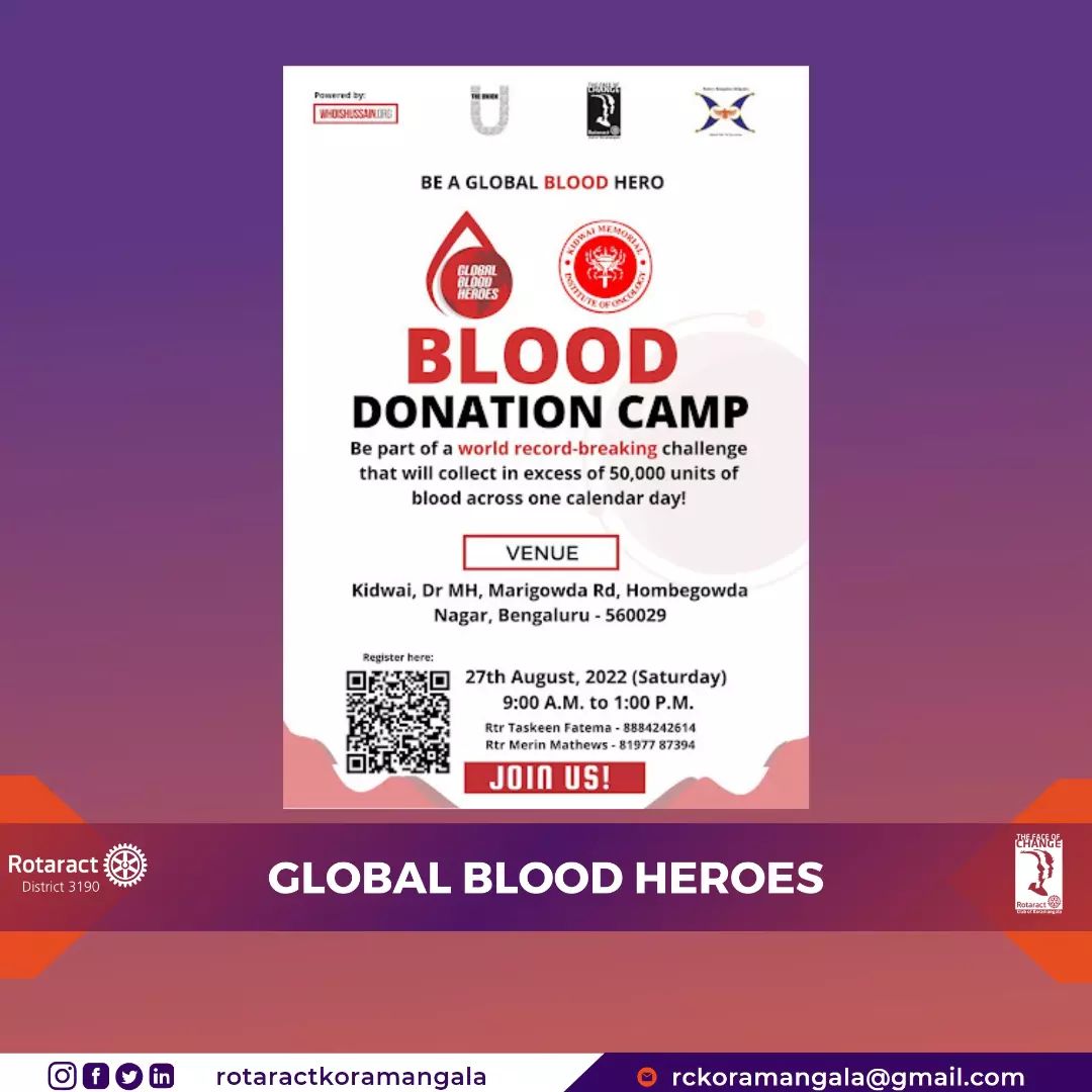 Rotaract Koramangala Bengaluru Global Blood Heroes