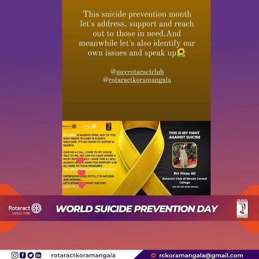 Rotaract Koramangala Bengaluru Suicide Prevention Day
